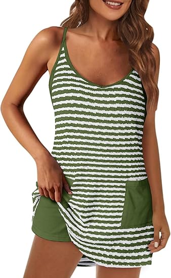 Womens Tennis Athletic Dress Mini Romper Dress with Built in Shorts Summer Vacation Outfits