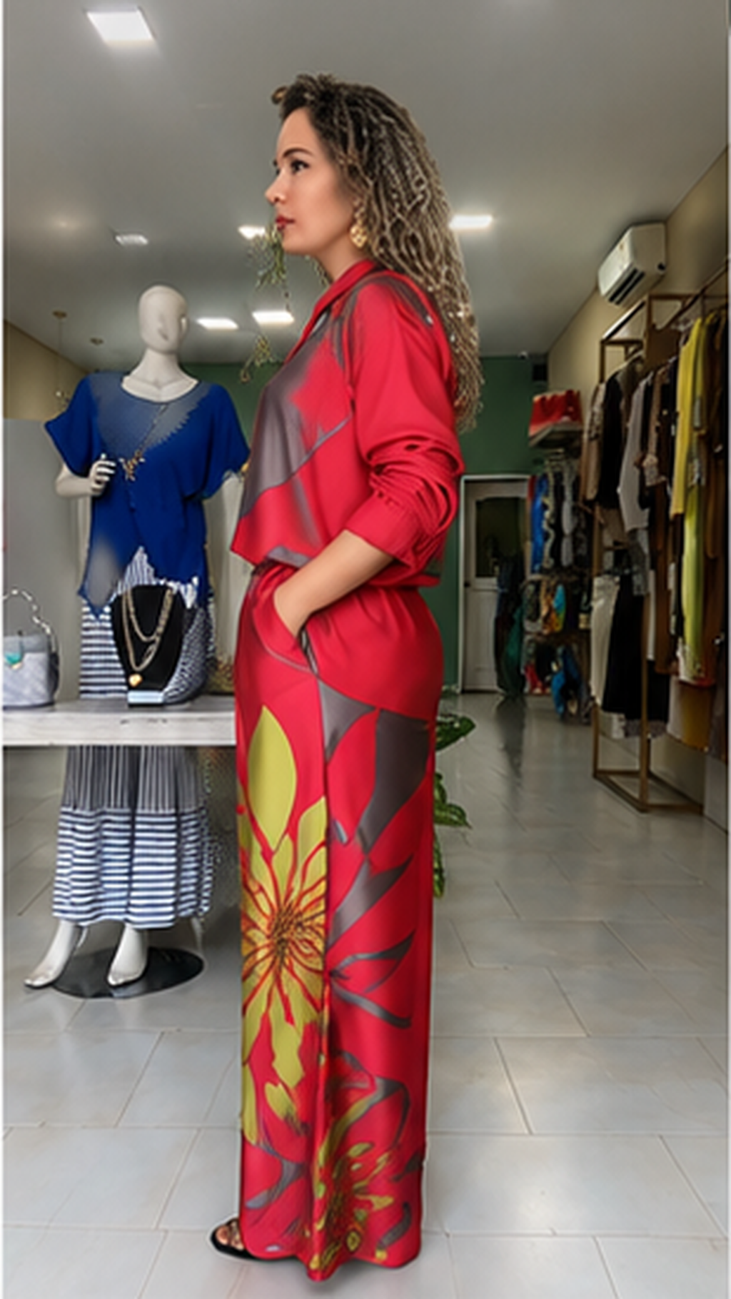 Floral Print Wide Leg Pant Set