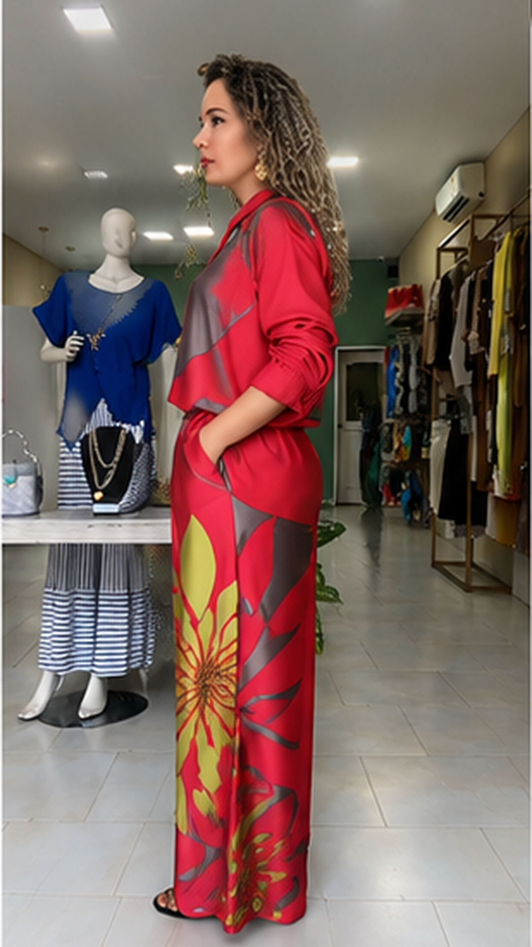 Floral Print Wide Leg Pant Set