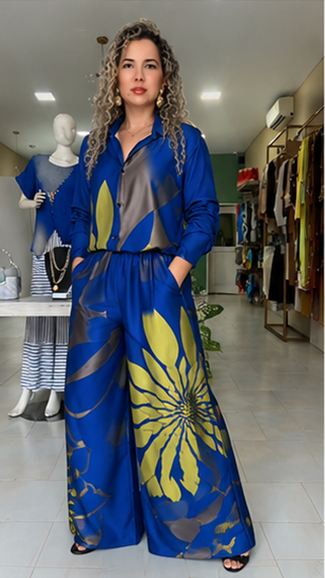 Floral Print Wide Leg Pant Set