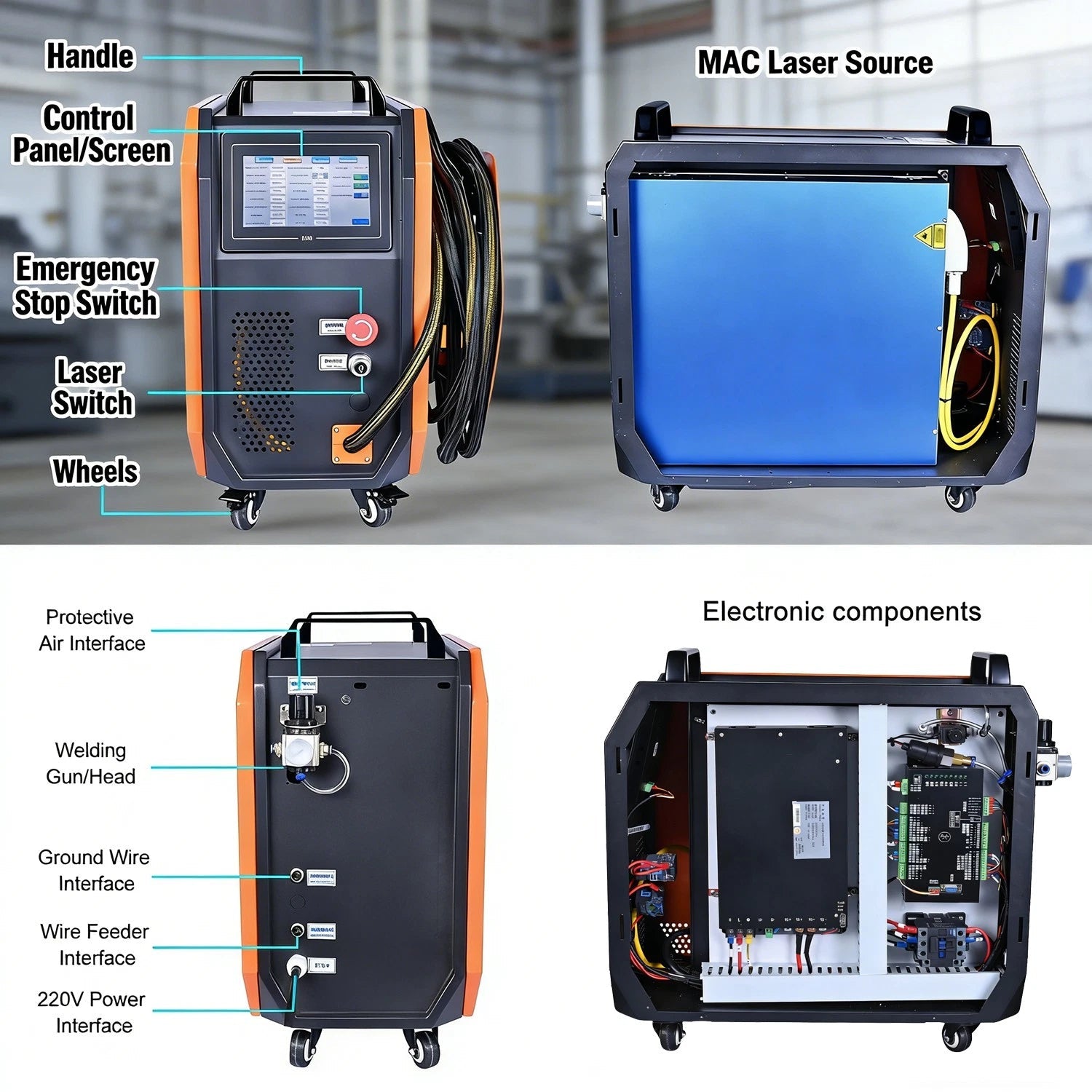4 IN 1 1000W 1500W Laser Welding Cleaning Cutter Machine Air