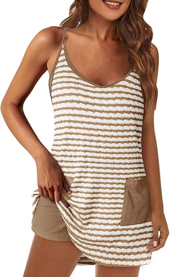 Womens Tennis Athletic Dress Mini Romper Dress with Built in Shorts Summer Vacation Outfits