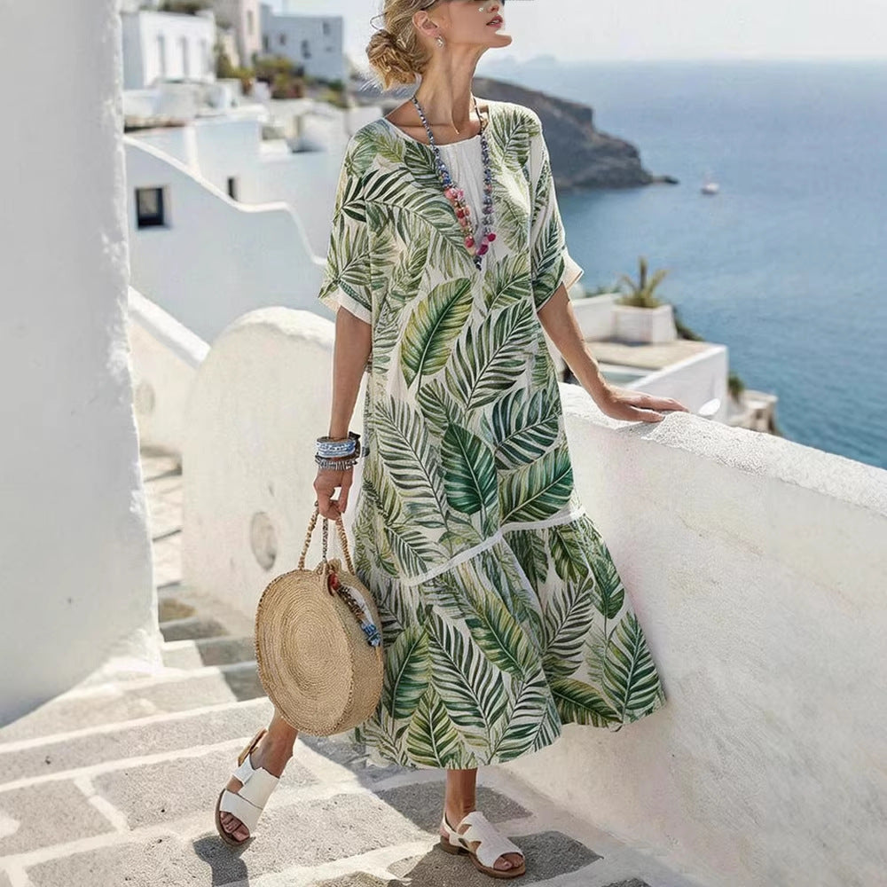 Womens Digital-Print Long Dress