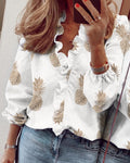 European and American new long-sleeved ruffled shirt