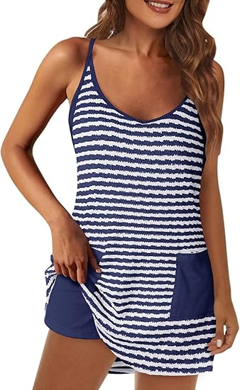 Womens Tennis Athletic Dress Mini Romper Dress with Built in Shorts Summer Vacation Outfits