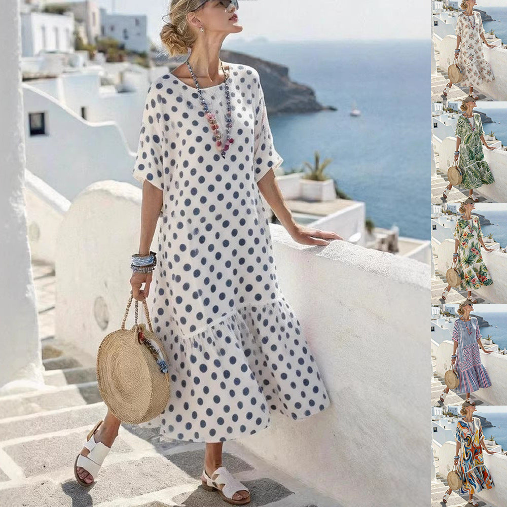 Womens Digital-Print Long Dress