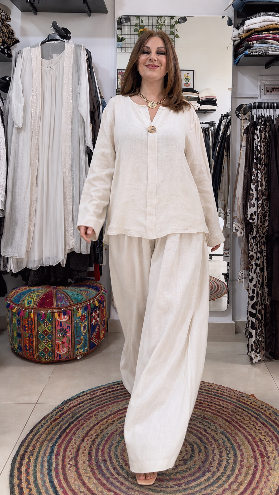 Relaxed Linen Wide-Leg Two-Piece Set