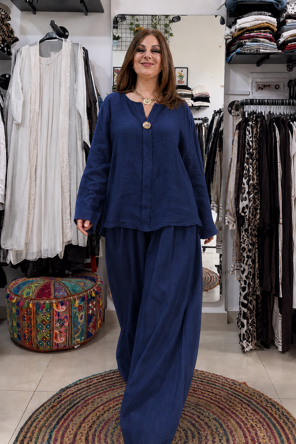 Relaxed Linen Wide-Leg Two-Piece Set