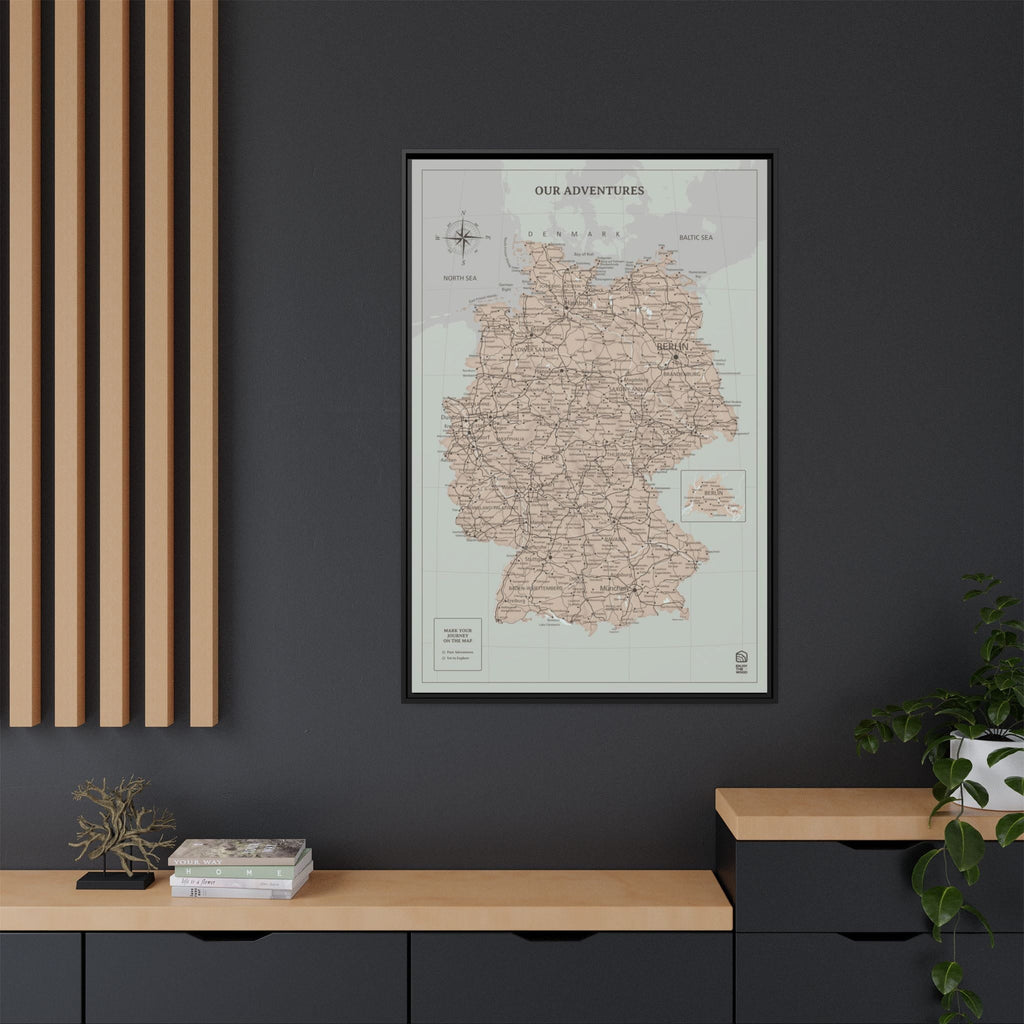 Wooden Canvas Germany Map - Antique