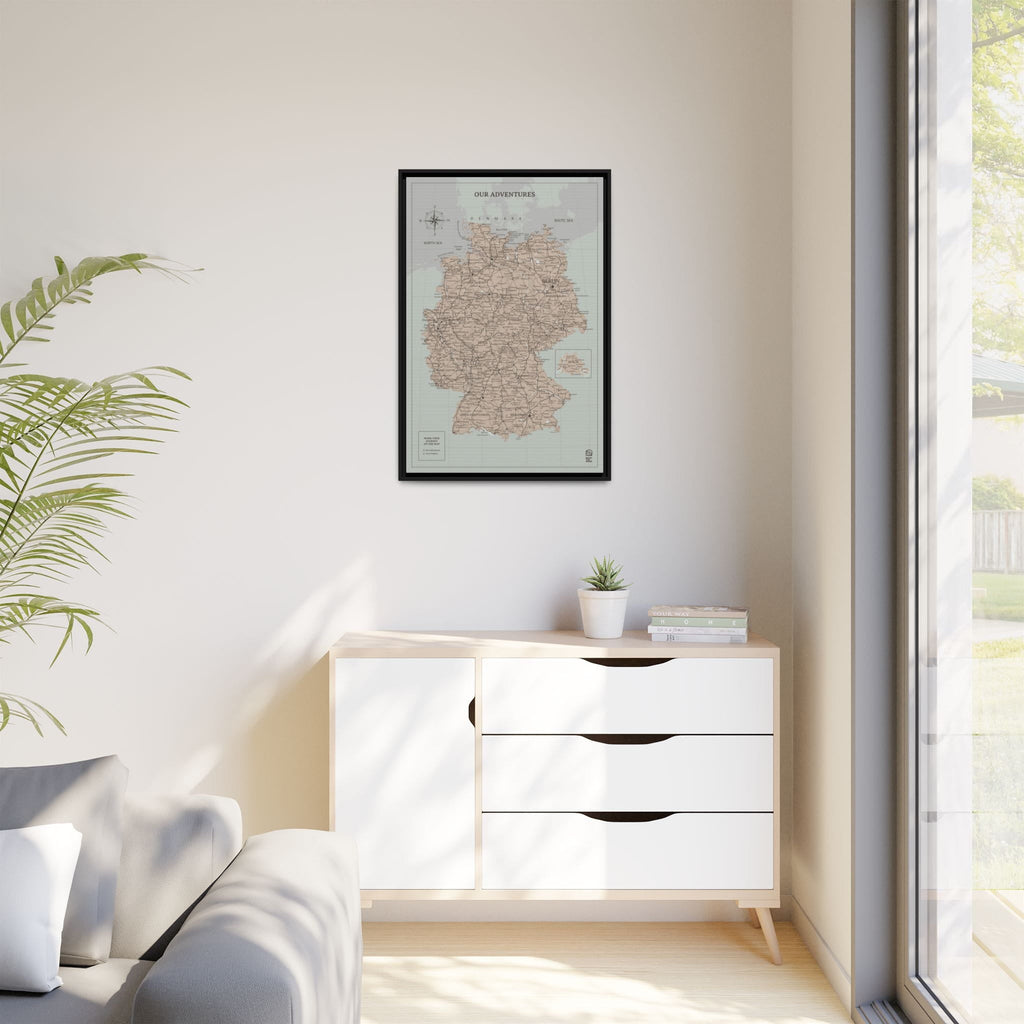 Wooden Canvas Germany Map - Antique