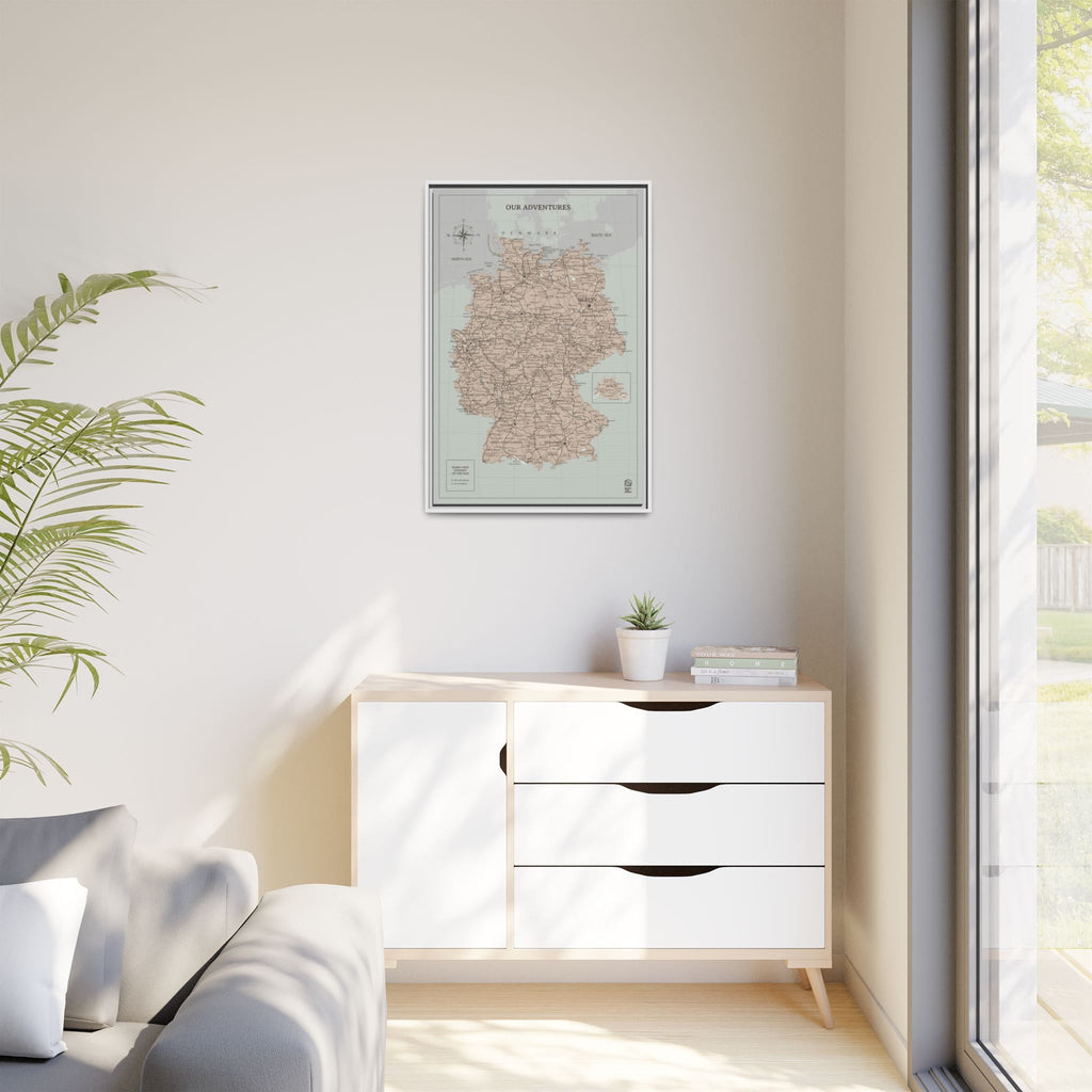 Wooden Canvas Germany Map - Antique