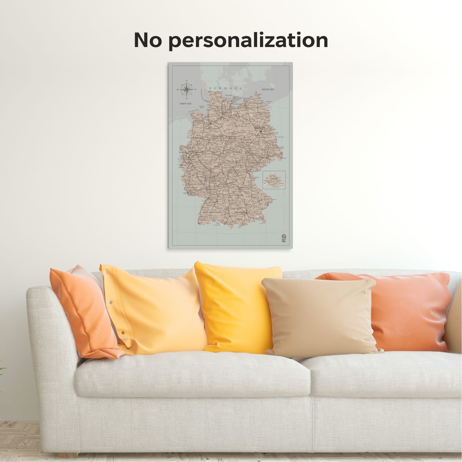 Wooden Canvas Germany Map - Antique