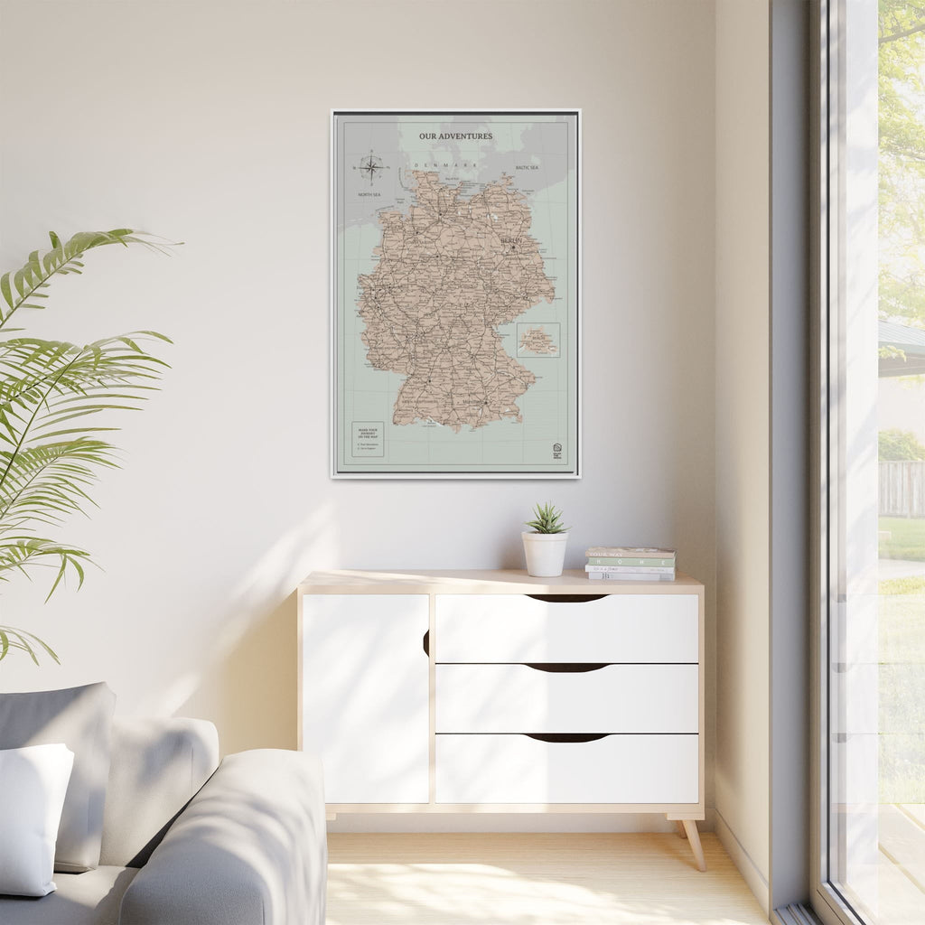 Wooden Canvas Germany Map - Antique