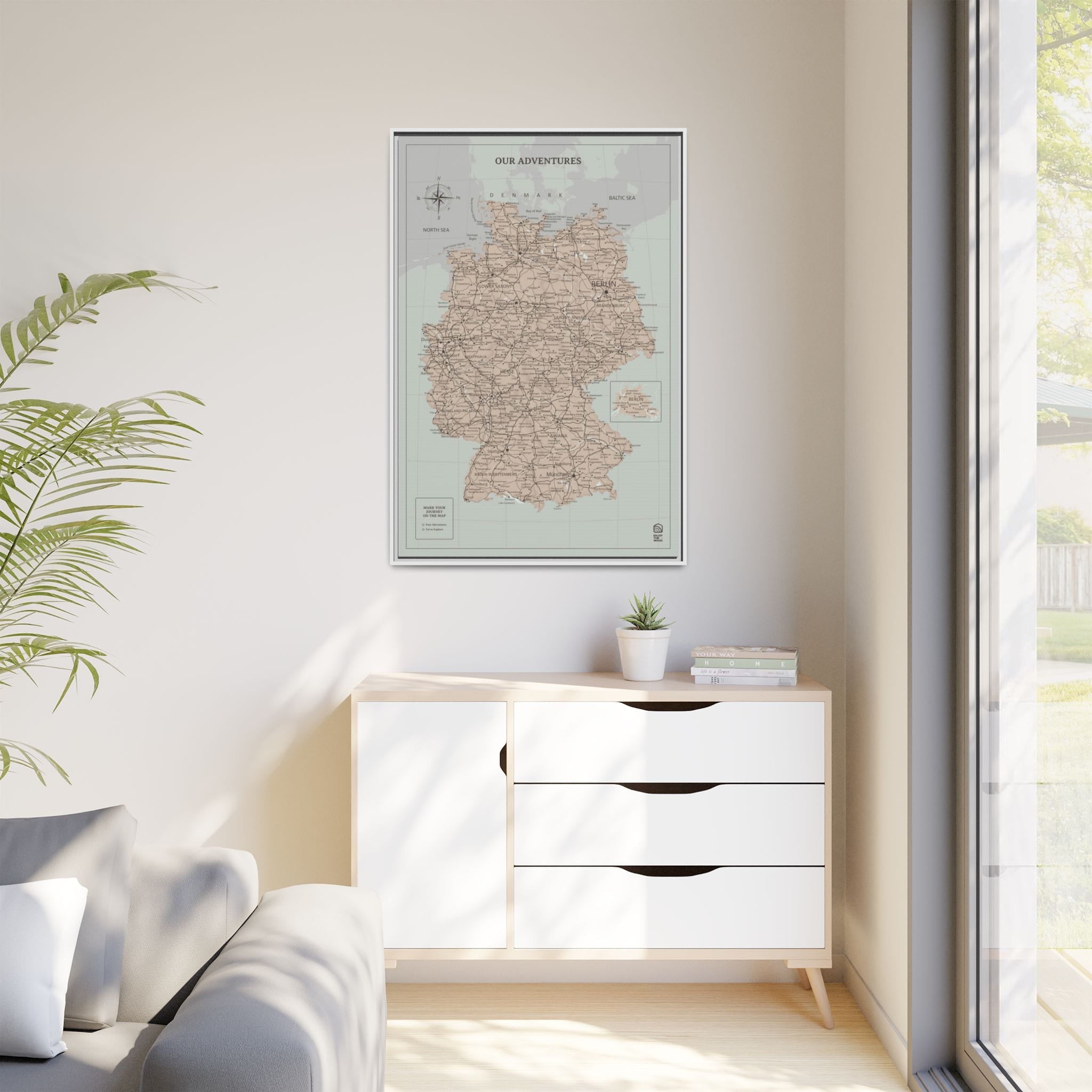 Wooden Canvas Germany Map - Antique