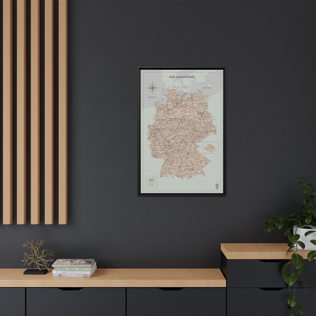 Wooden Canvas Germany Map - Antique