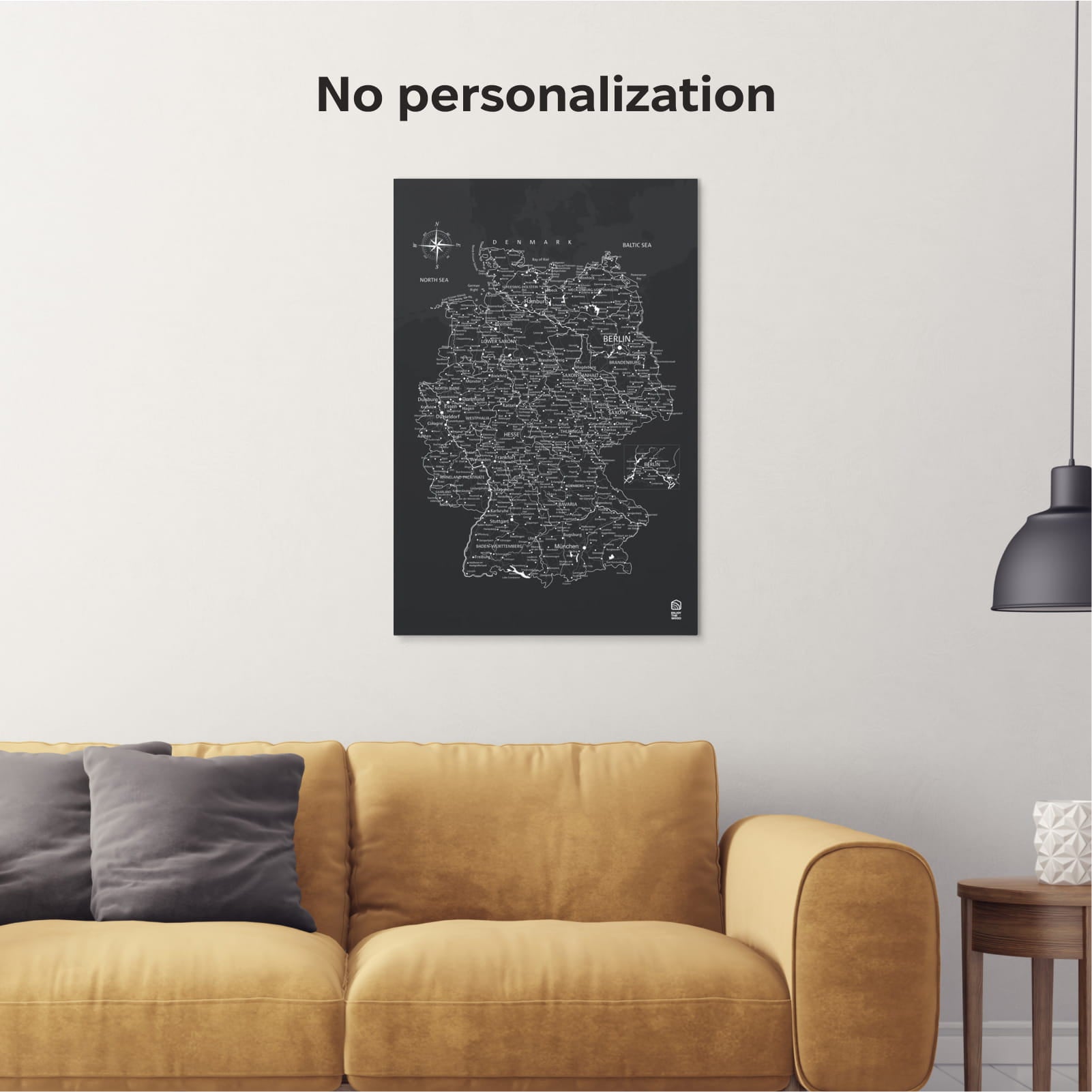 Wooden Canvas Germany Map - Black