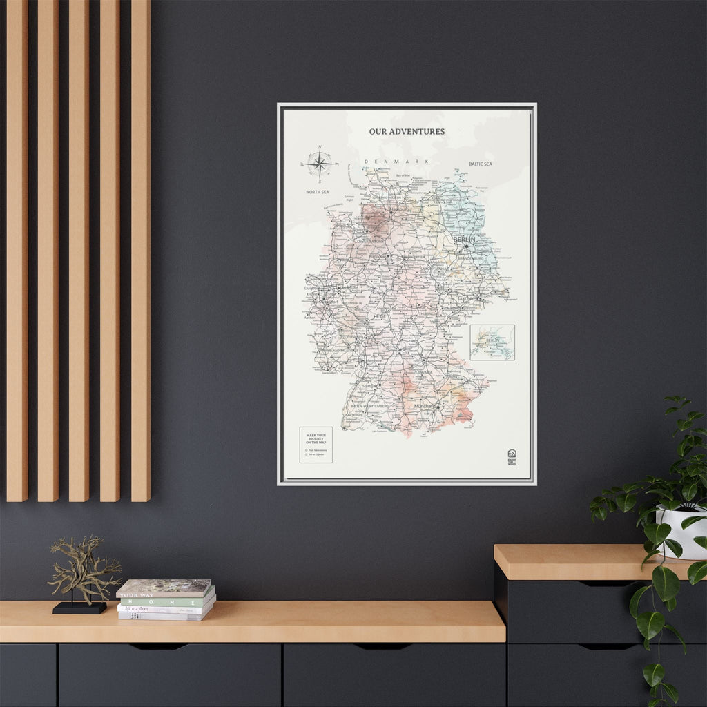 Wooden Canvas Germany Map - Colorful