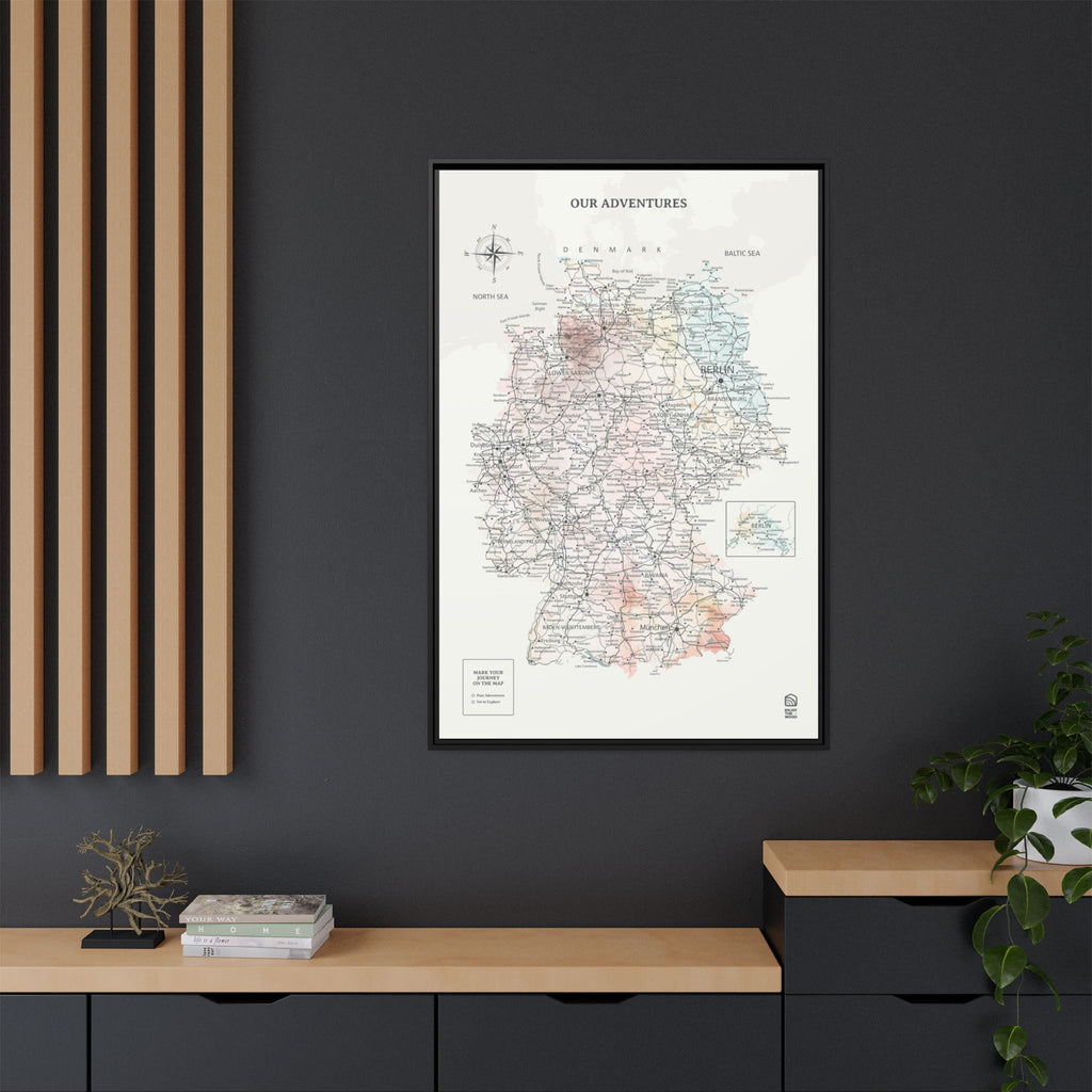 Wooden Canvas Germany Map - Colorful