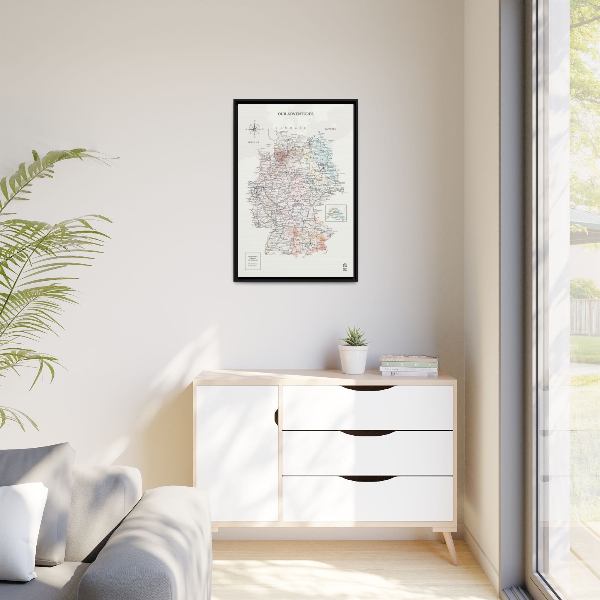 Wooden Canvas Germany Map - Colorful