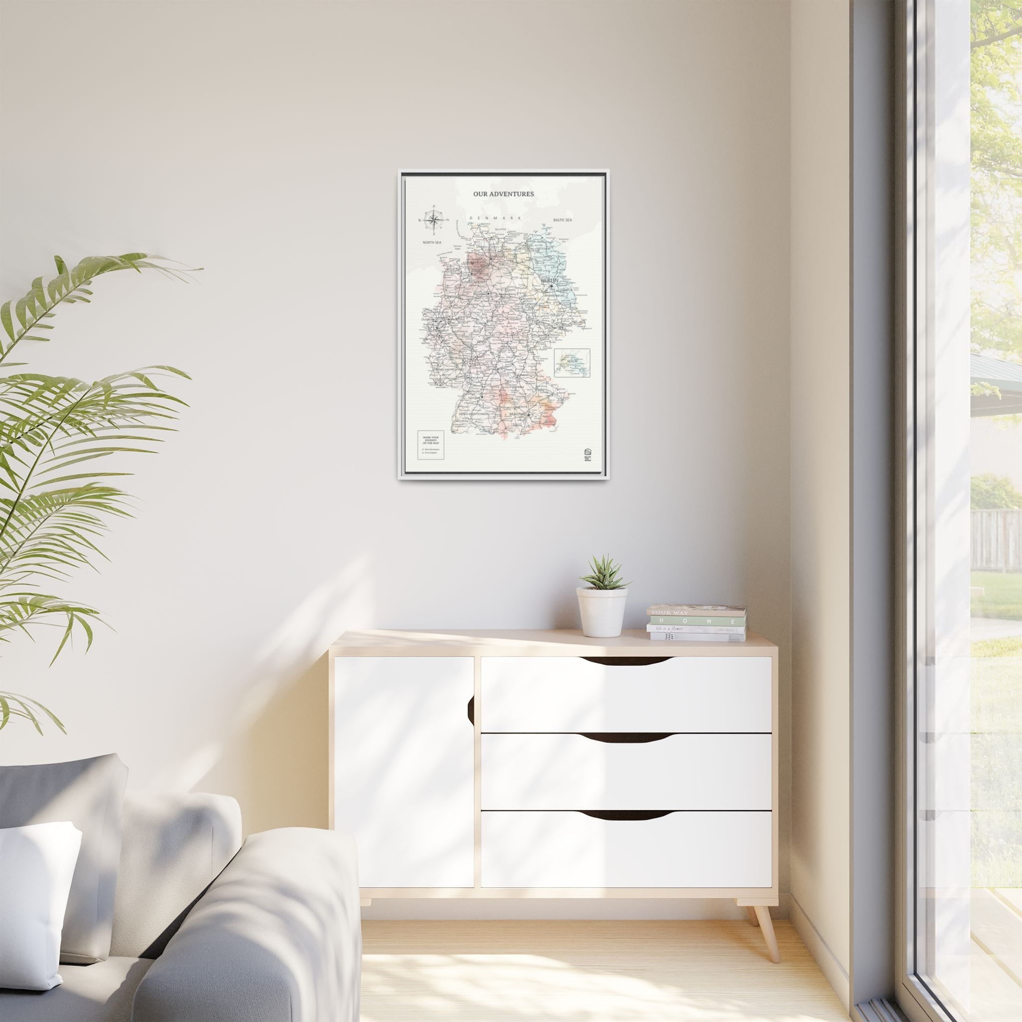Wooden Canvas Germany Map - Colorful