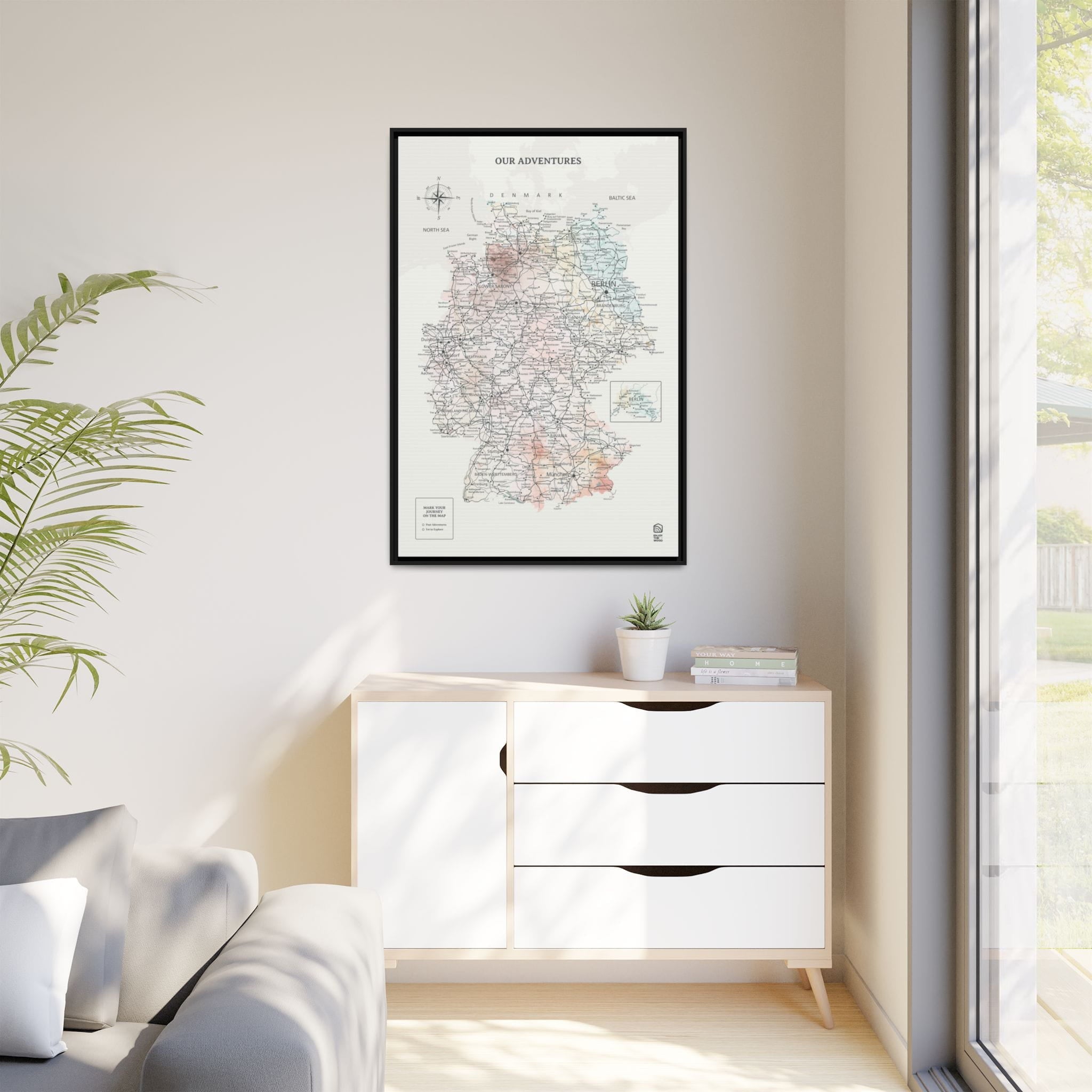 Wooden Canvas Germany Map - Colorful