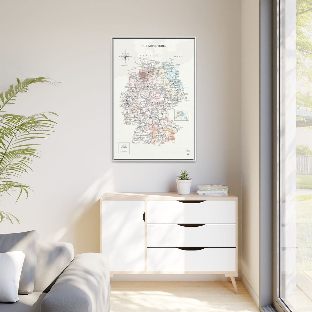 Wooden Canvas Germany Map - Colorful