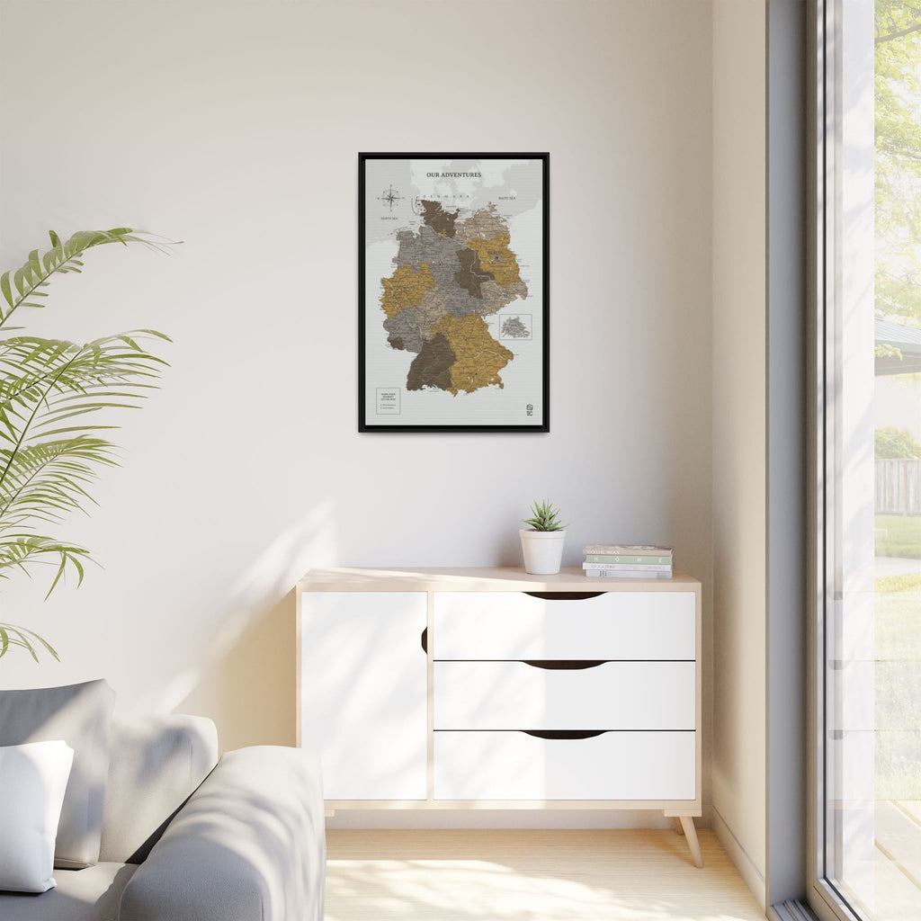 Wooden Canvas Germany Map - Desert