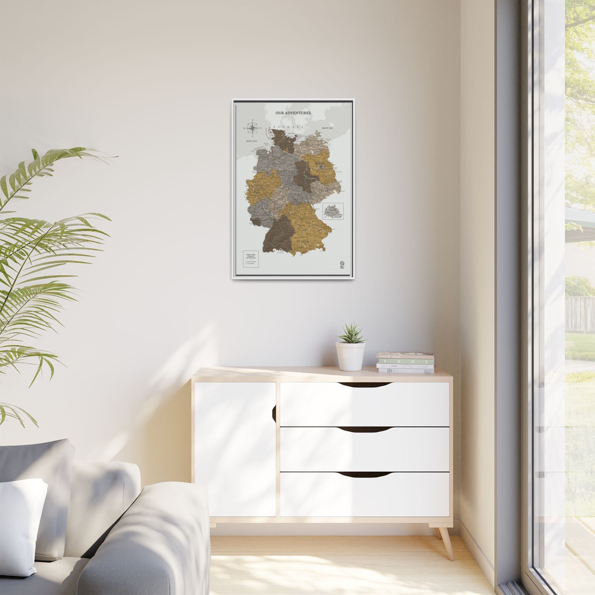 Wooden Canvas Germany Map - Desert