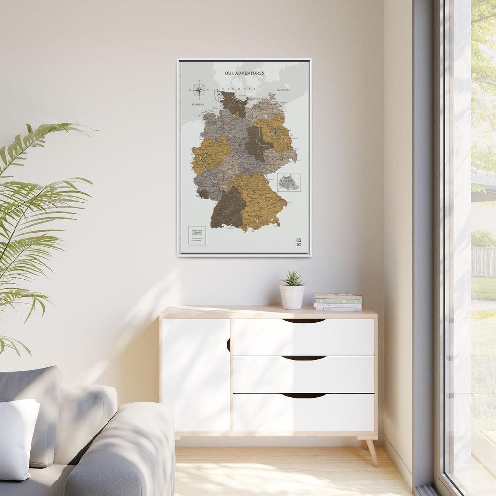 Wooden Canvas Germany Map - Desert