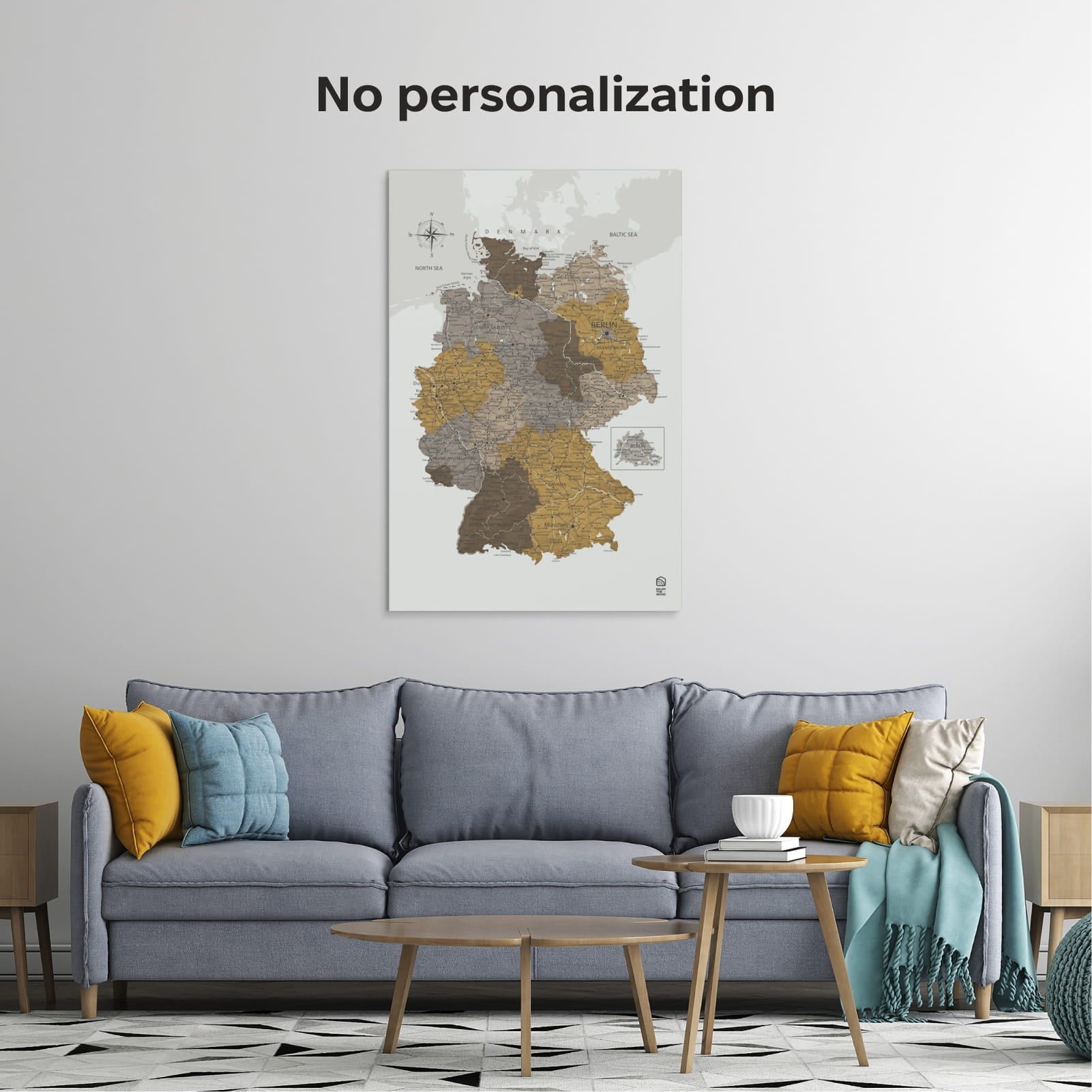 Wooden Canvas Germany Map - Desert