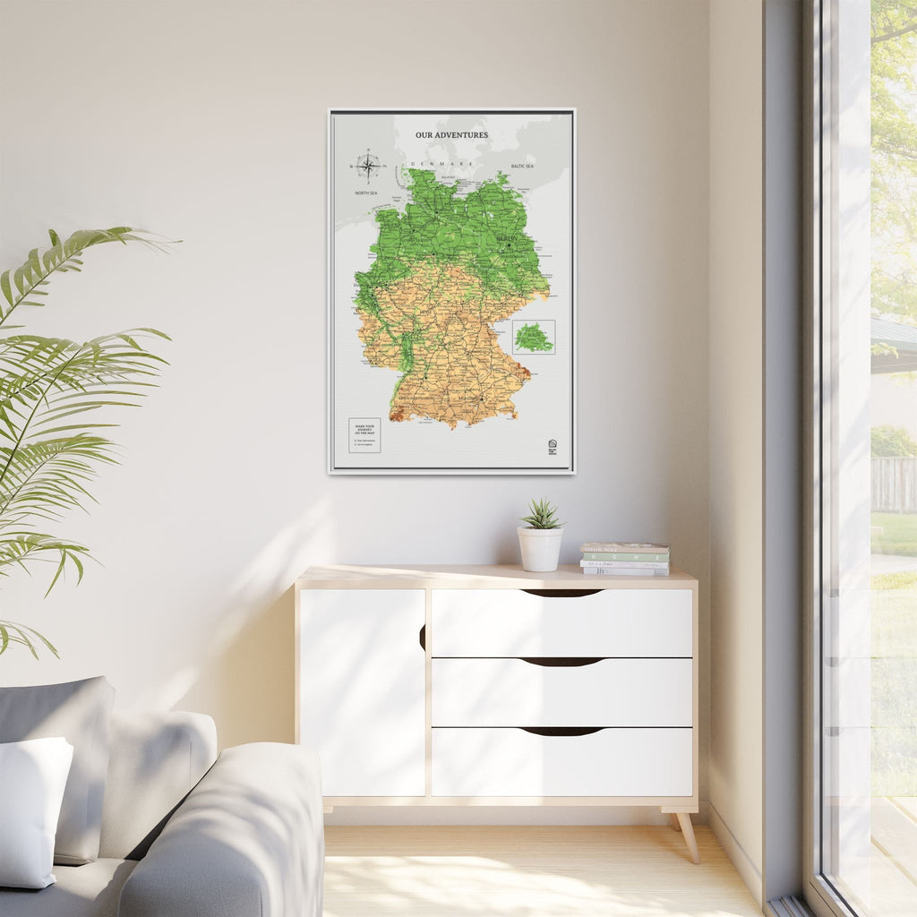 Wooden Canvas Germany Map - Physical