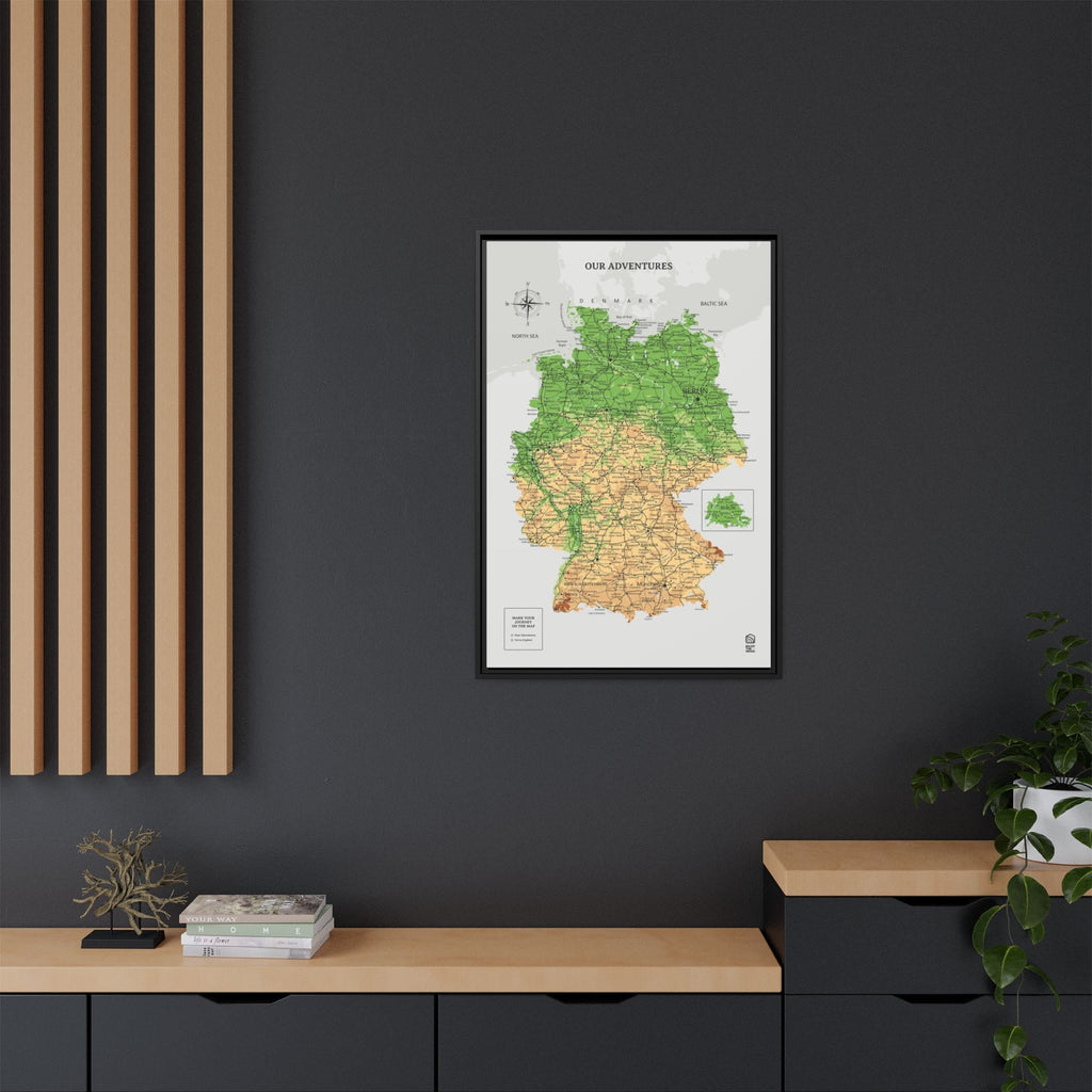 Wooden Canvas Germany Map - Physical