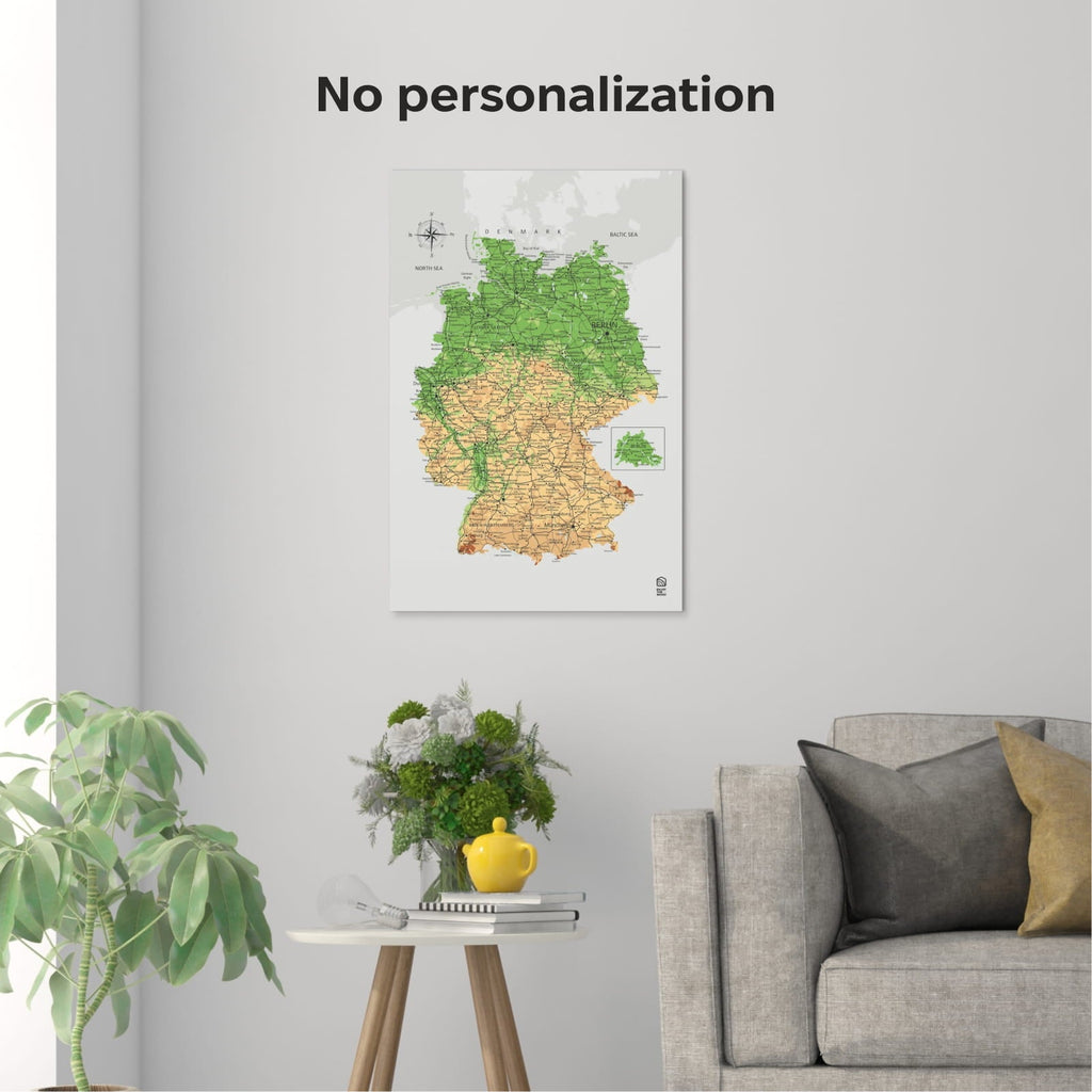 Wooden Canvas Germany Map - Physical