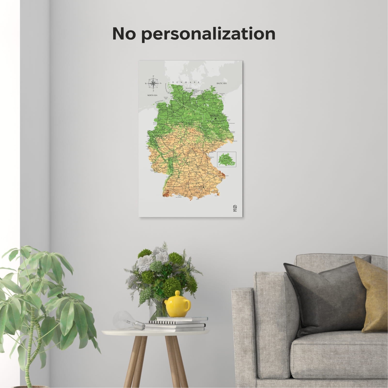 Wooden Canvas Germany Map - Physical