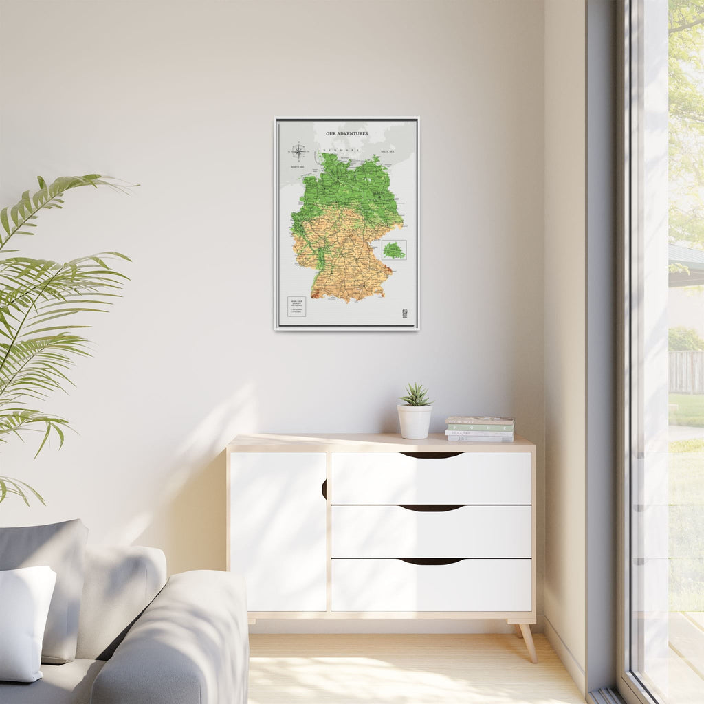 Wooden Canvas Germany Map - Physical