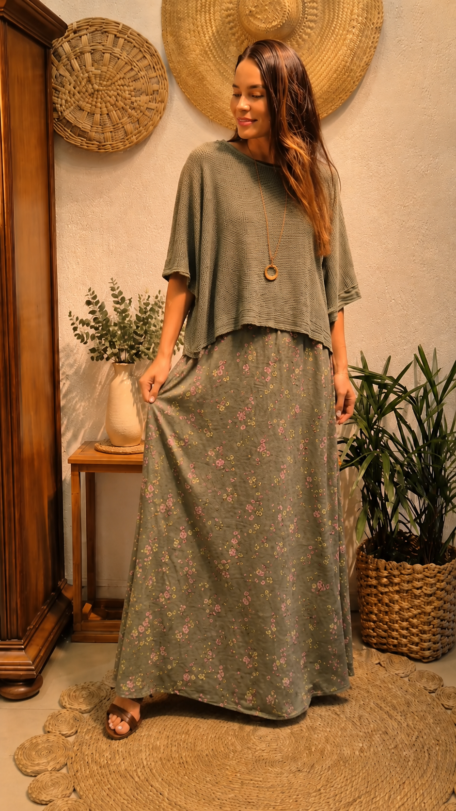 Boho Layered Maxi Dress Set