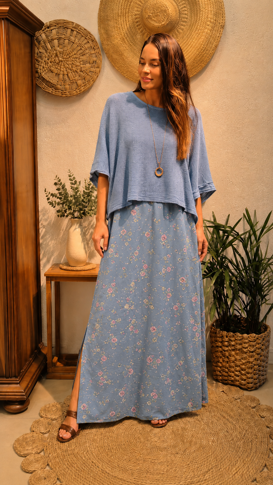 Boho Layered Maxi Dress Set
