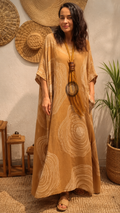 Abstract Boho Maxi Caftan Dress