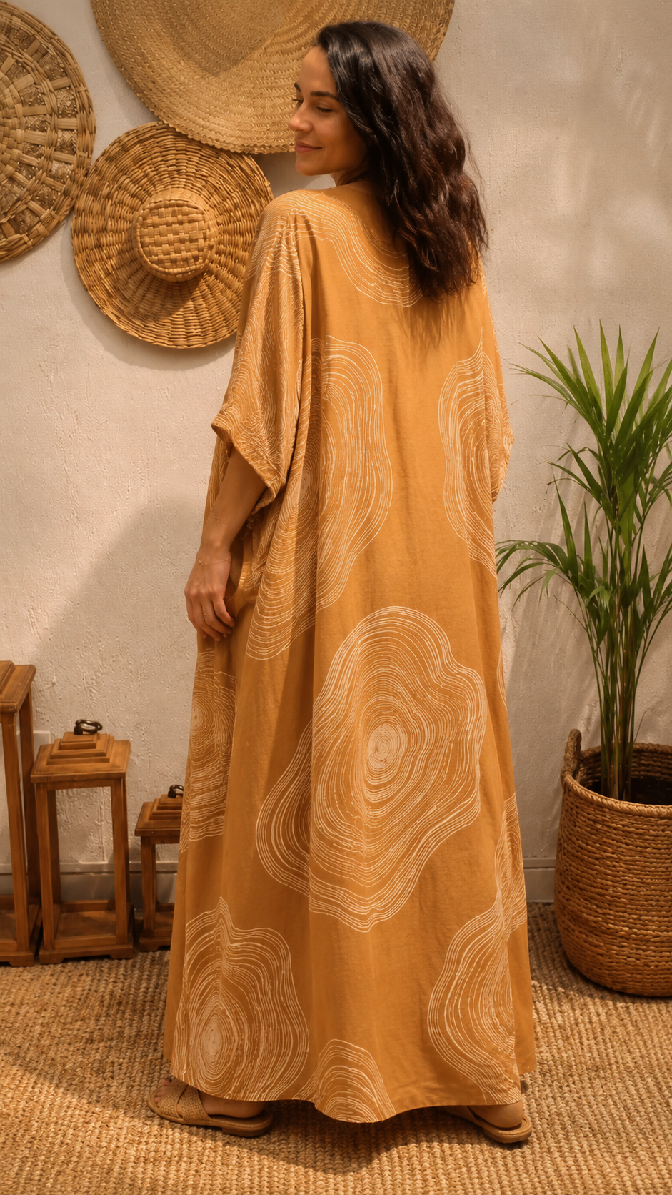 Abstract Boho Maxi Caftan Dress