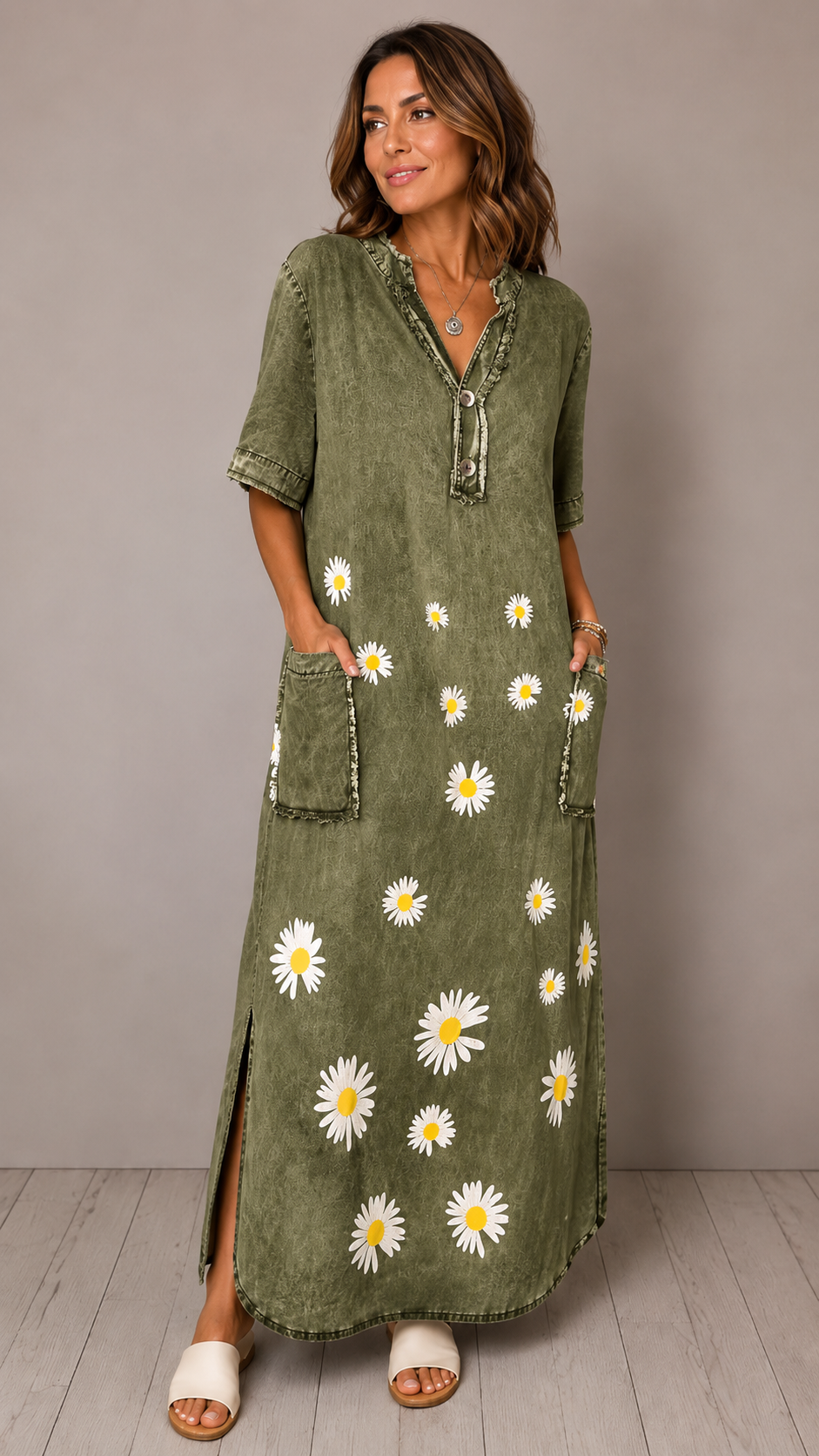 Daisy Washed Denim Maxi Dress