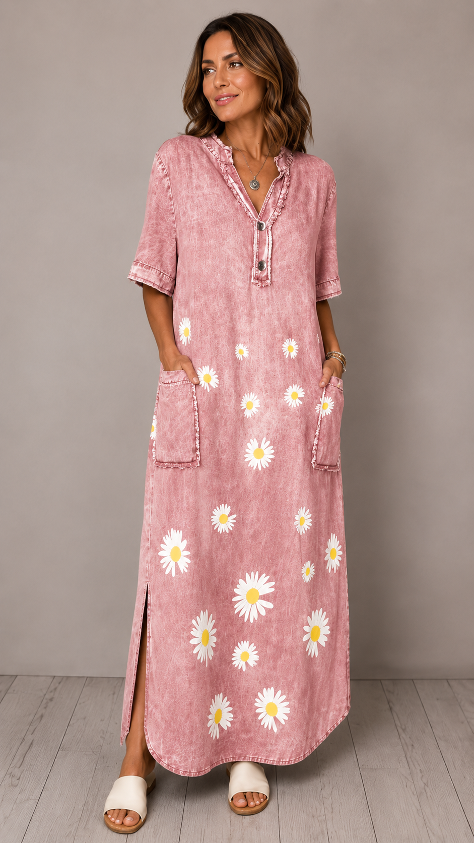 Daisy Washed Denim Maxi Dress