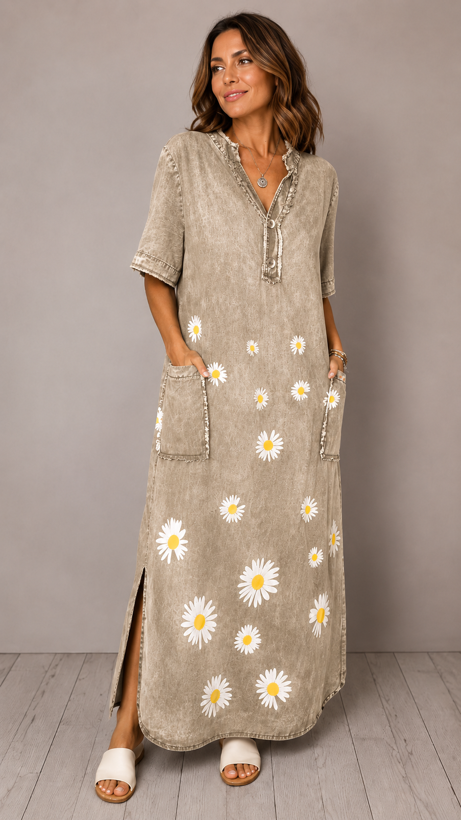 Daisy Washed Denim Maxi Dress