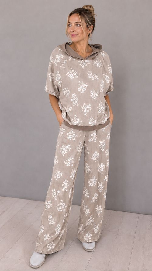 Casual Floral Hoodie Lounge Set