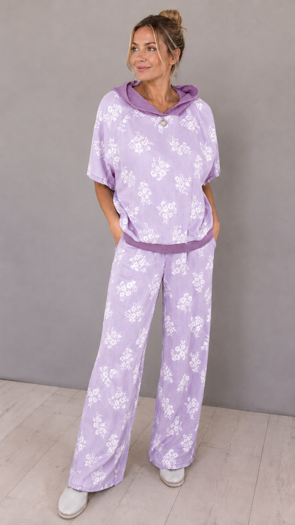 Casual Floral Hoodie Lounge Set
