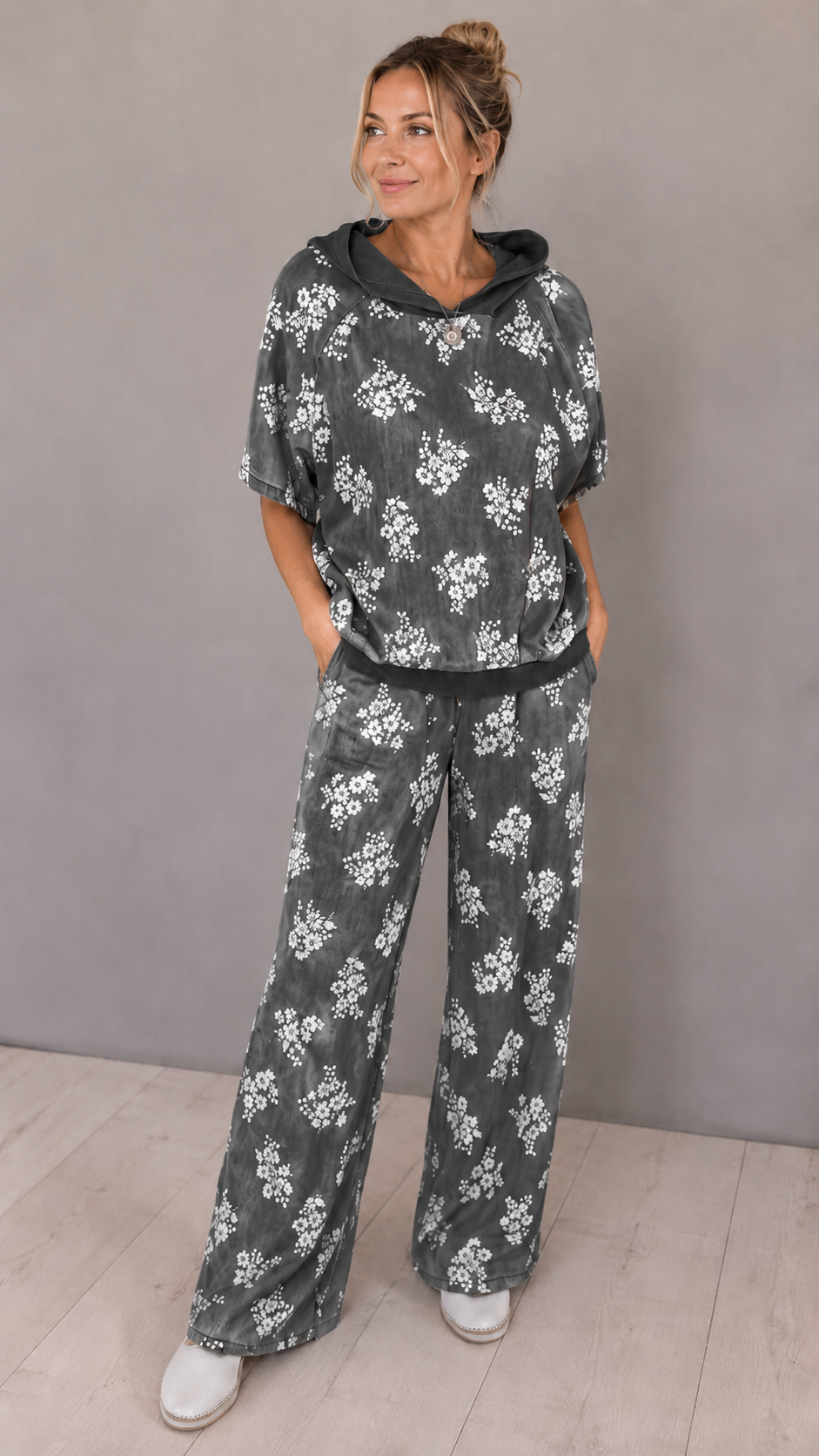 Casual Floral Hoodie Lounge Set