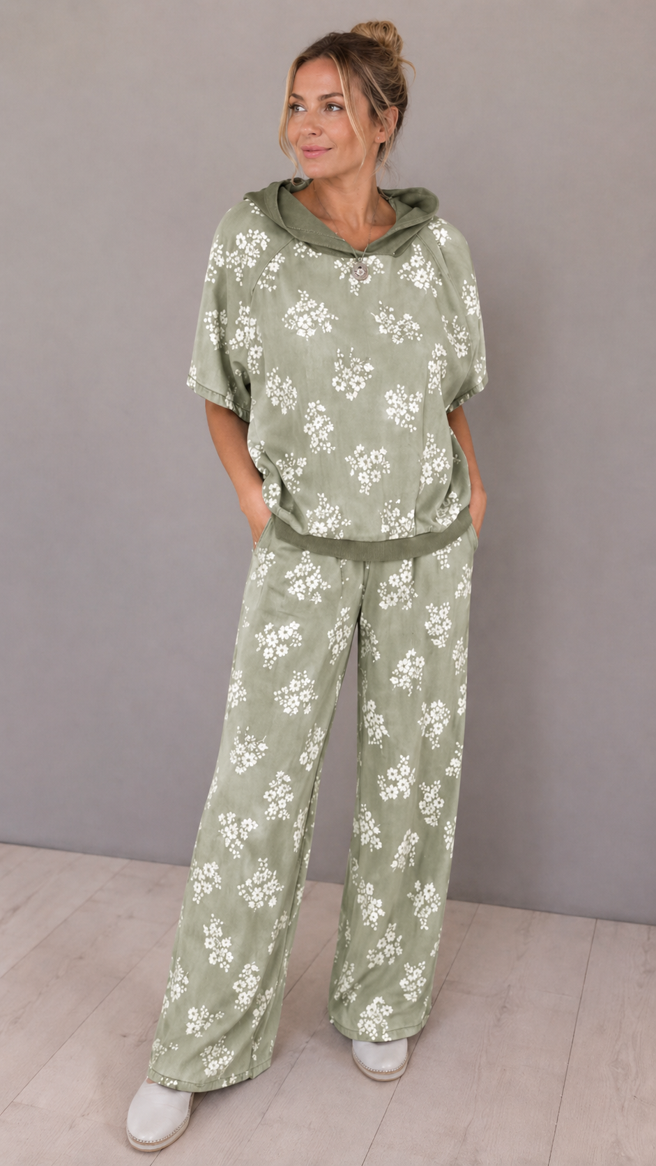 Casual Floral Hoodie Lounge Set