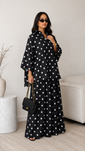 Polka Dot Shirt & Wide-Leg Pants Set