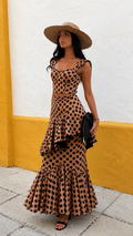 Polka Dot Ruffle Crop Top & Maxi Skirt Set