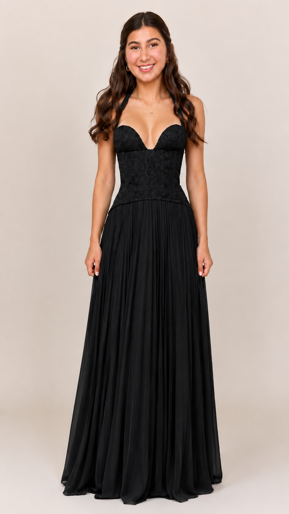 Lace Halter Maxi Dress