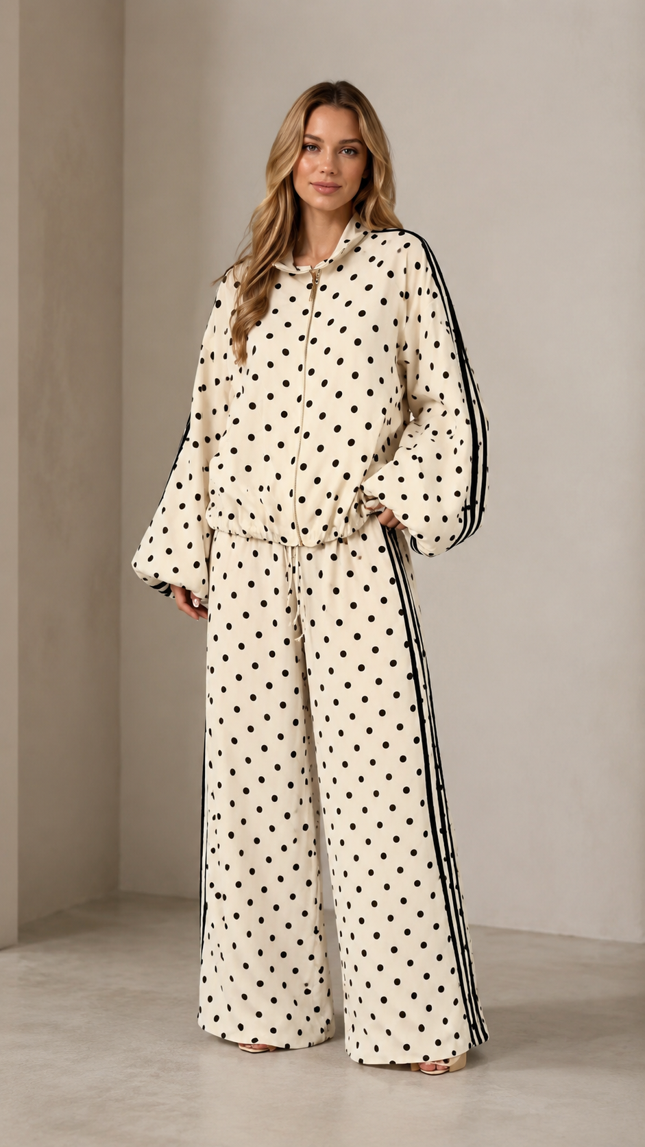 Charlotte Polka Dot Two-Piece Lounge Set
